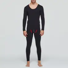 Мужское термобелье набор зимний теплый костюм модные хлопковые майки плотный однотонный плюшевый круглый вырез нижнее белье костюм