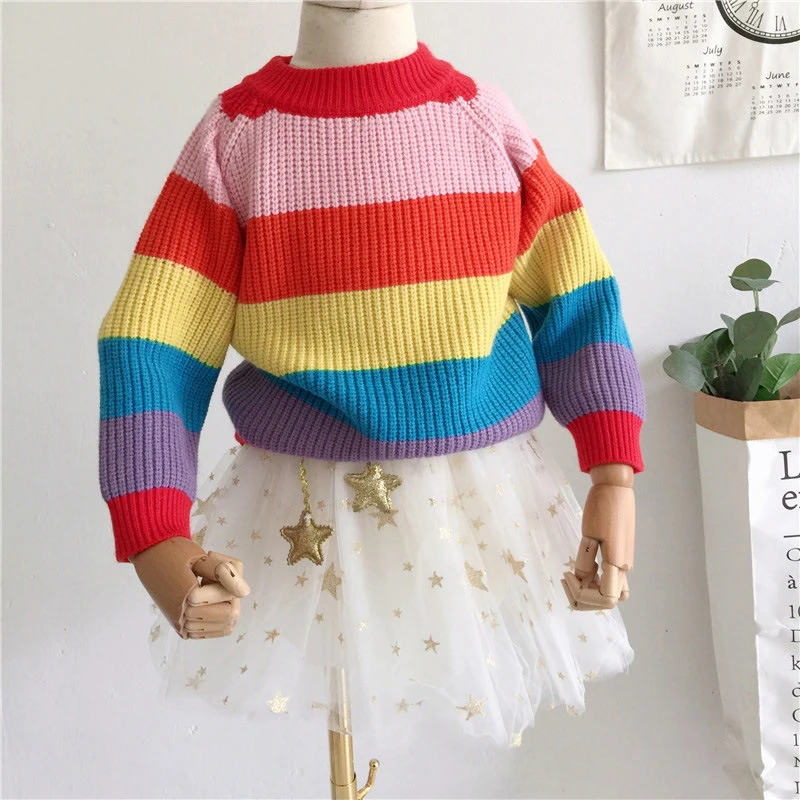 Infant Baby Boys Girls Fleece Jacket Rainbow Long Sleeve Cardigan Sweater