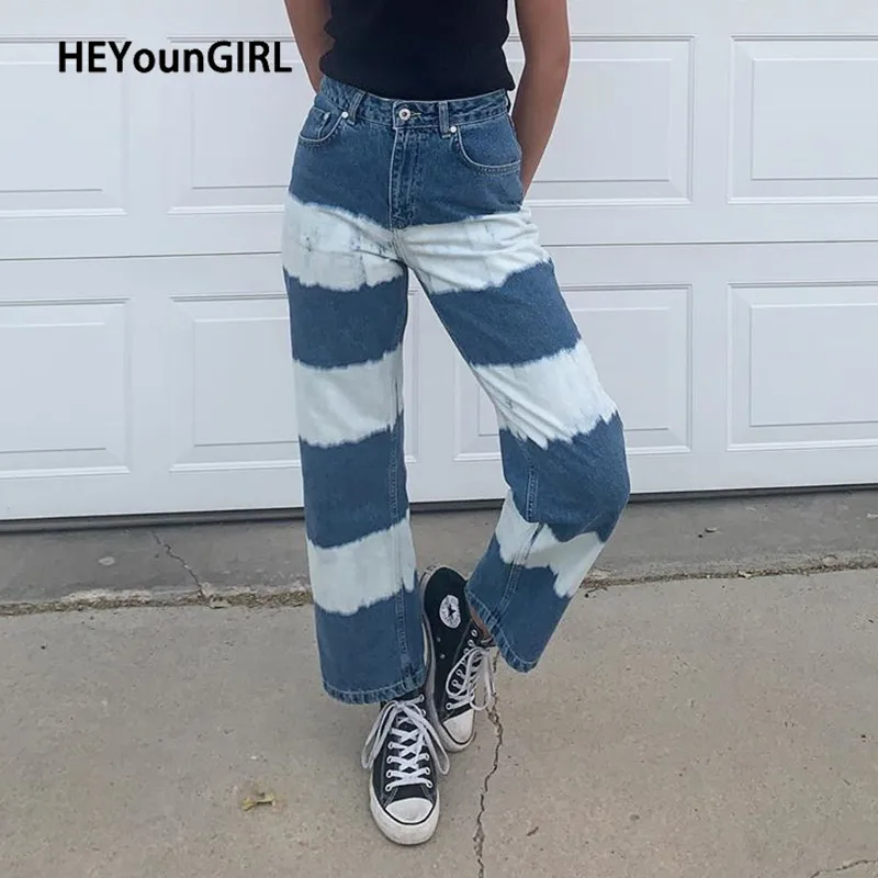 HEYounGIRL Tie Dye Print Harajuku Denim Pants Capris Casual High Waist Straight Long Jeans Trousers Ladies Fashion Streetwear HEYounGIRL Tie Dye Print Harajuku Denim Pants Capris Casual High Waist Straight Long Jeans Trousers Ladies Fashion Streetwear