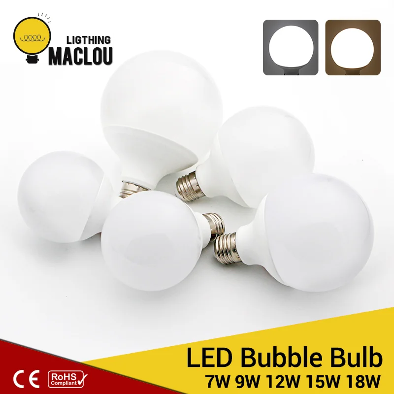 

LED Light Bulb 110V 220V 7W 12W 15W 18W E27 LED Lamp Warm White Ball Light Powerful Ampoule Bombillas Led Bubble Bulb Home Decor