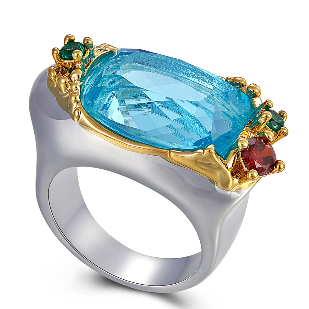 DreamCarnival 1989 нежное женское свадебное кольцо для женщин, широкий дизайн, милые цвета, большой голубой циркон, должны быть ювелирные изделия WA11774 - Цвет основного камня: Синий