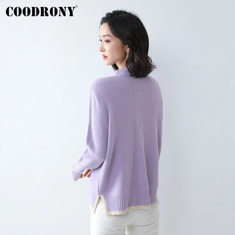 COODRONY Brand 2020 New Winter Knitted Stand Collar Warm Female Jumper Streetwear Slim Turtleneck Pullover Sweater Women W1165