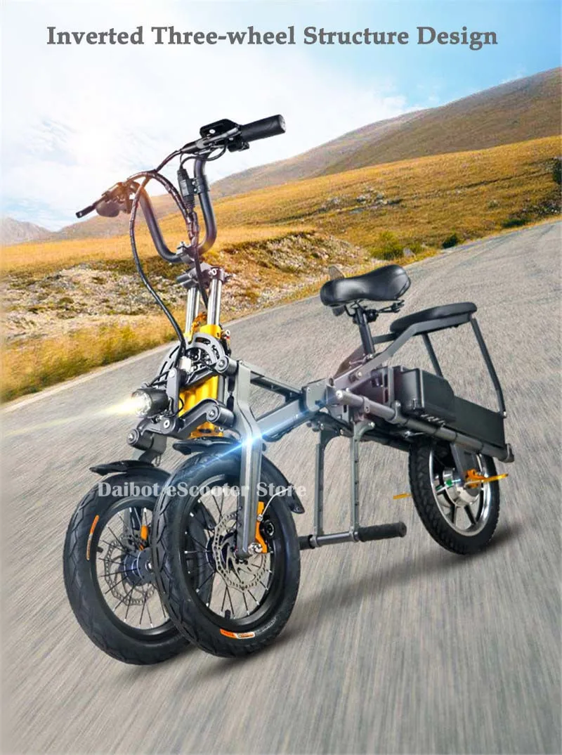 Daibot Fast Electric Scooter 3 Wheels Electric Bicycle 14 Inch 48V 350W One Button Portable Folding Electric Bike For Adults (19)