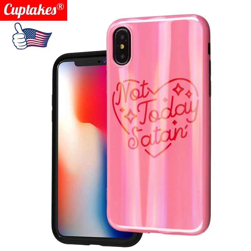 

Luxury Laser Bling Soft Silicone case for iPhone 7 8 Plus X XR XS Max 6 6S Hot Pink Rose Love heart Hot Not today satan