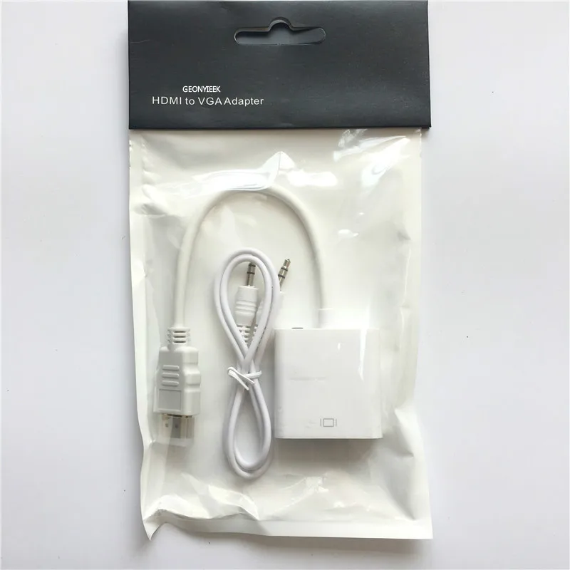 White with Audio HDMI к VGA конвертер папа к женскому кабелю адаптер 1080P цифро-аналоговый видео аудио кабель для Xbox 360 PS3 ПК ноутбука - Цвет: White with Audio