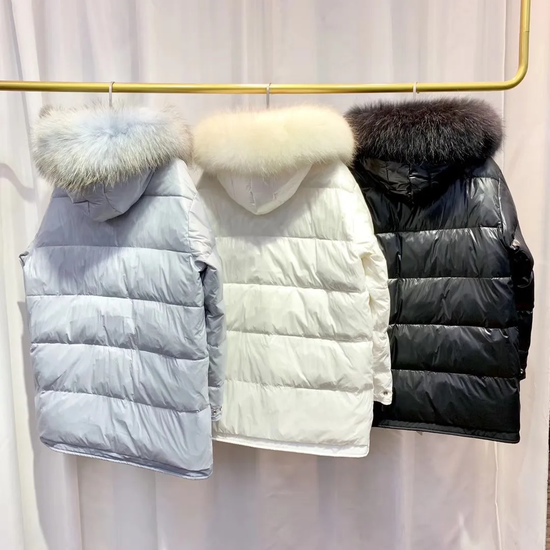 Новые свободные большие размеры длинный участок Двусторонняя колено куртка на гусином пуху 929