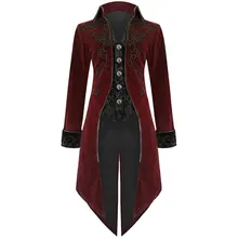 HEFLASHOR Взрослый мужской викторианский костюм черный смокинг модный фрак Готический стимпанк Тренч пальто наряд Униформа пальто