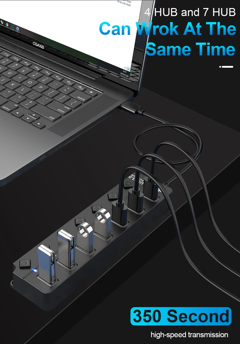 Acessórios para Computador 3.0 de Alta Velocidade ou 7 Portas Divisor on - Off Multi-laptop pc Hub Usb 3.0 4 8 High Quality Computador e Escritório