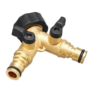 

2 Way Tap Garden Tap Irrigation Brass Y-Type Watering Connector Distributor 3/4" Valve Hose Pipe Splitter Gardening Tools