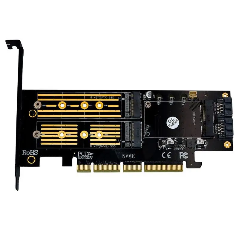 

3 in 1 Adapter Extension Card MSATA M.2 NVME NGFF SATA SSD to PCI-E 4X SATA3 Support for M.2 SSD Key-B/B+M SATA 6 Gbps