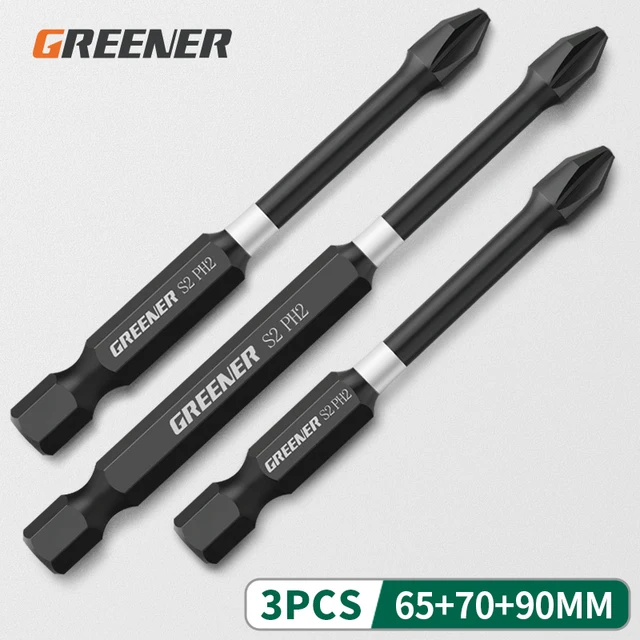 Greener Impact Strong Magnetic Batch Head Cross High Hardness Hand Drill Bit Screw Electric Screwdriver Set 50 65 70 90 150mm 65 70 90mm 3pcs