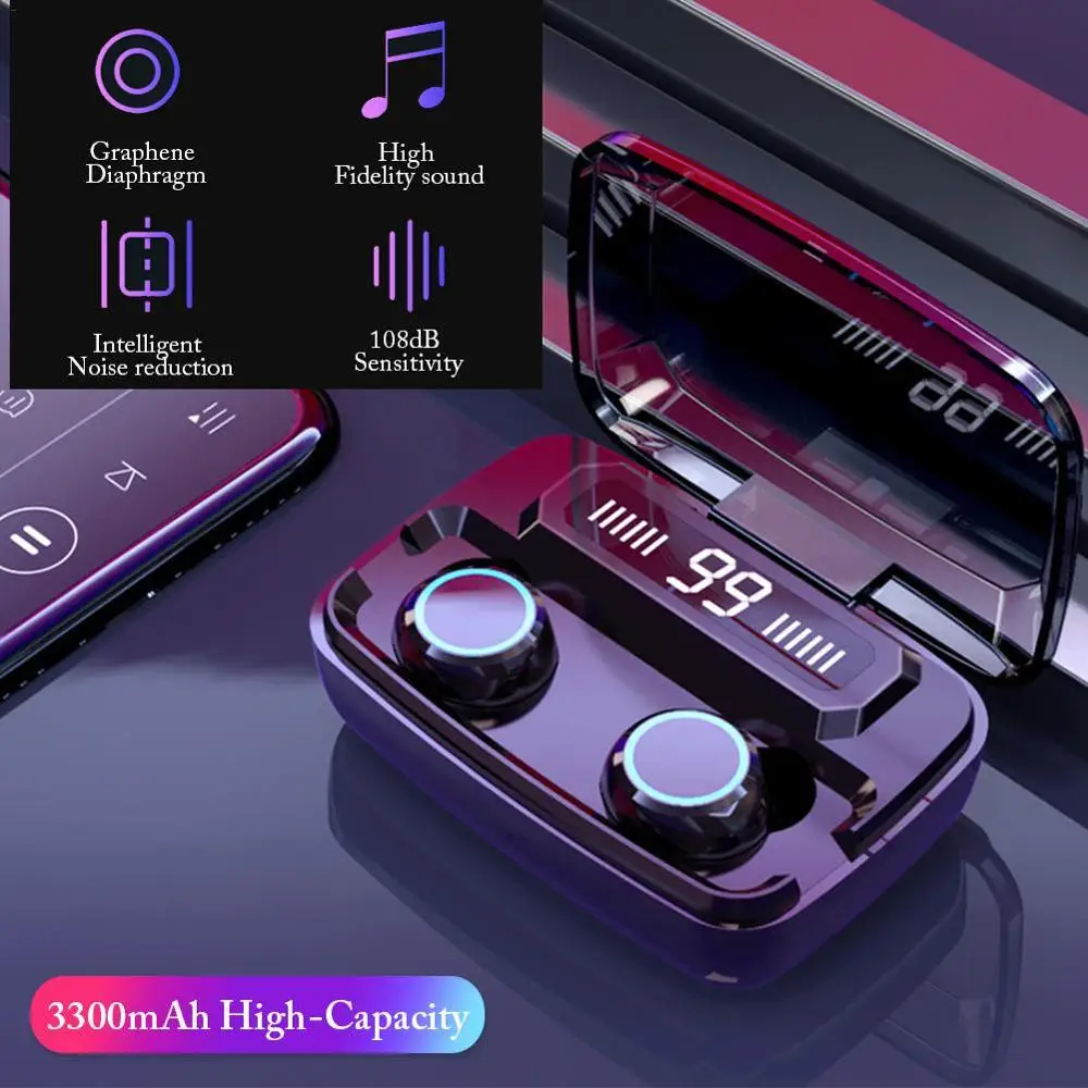 TWS Wireless Headphones Bluetooth 5 0 earphone Touch Control HiFi IPX7 Waterproof Sports Headset earbuds HIFI With Charging Box
