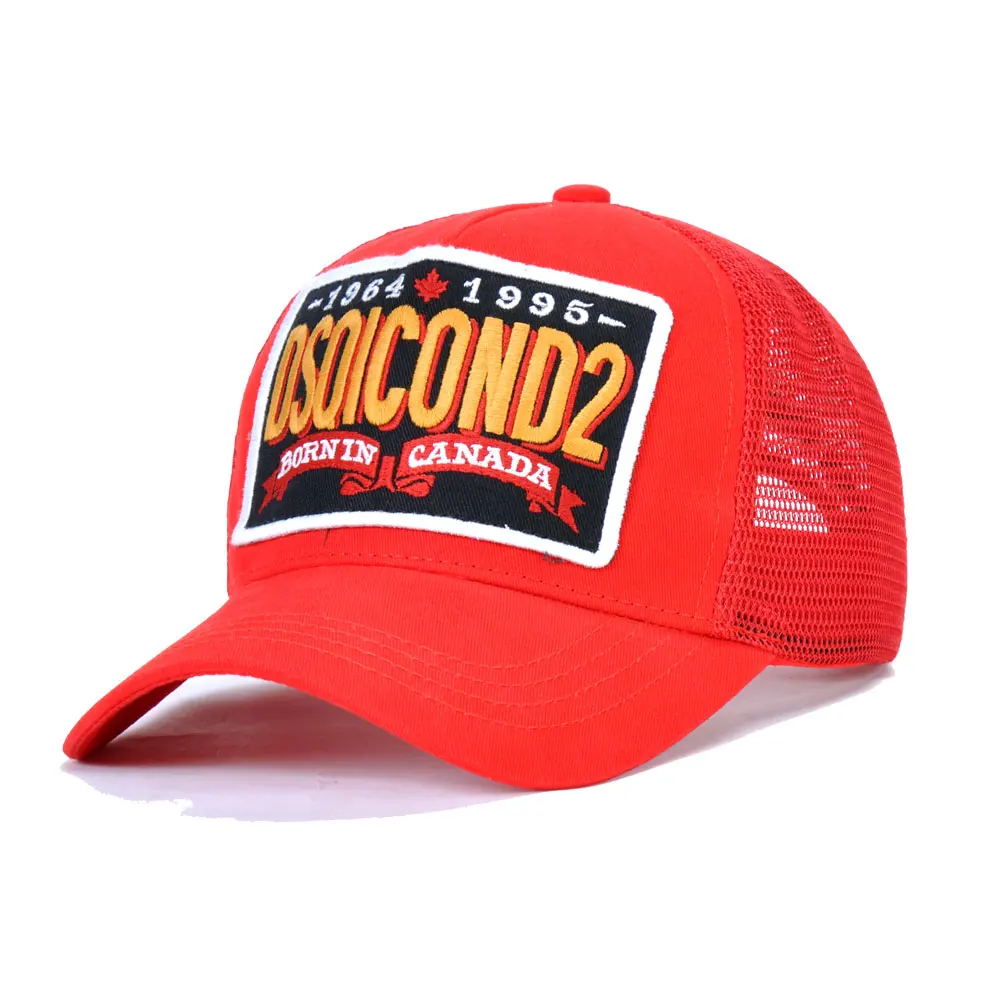 Красный DSQICOND2 бренд DSQ Casquette шапки Твердые шапочки с узором буквы DSQ2 Casquette папа хип хоп бейсбольный колпачок для крышки для Ma - Цвет: Красный