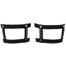 Черные подвязки с сердечками и заклепками, унисекс, бандаж, чулки, для ног, для тела, жгут, готика, женское сексуальное нижнее белье, панк, Рейв, пояс для чулок