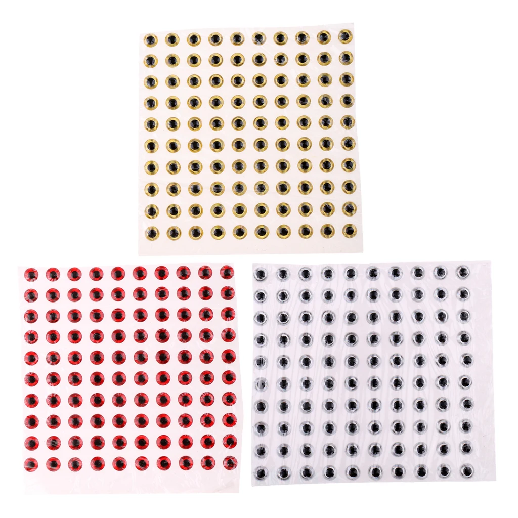 100PCS/Sheet 3D Holographic Fishing Lures Eyes DIY Round Pupil Eyes for Fishing Bait/Fly Tying/Fishing Lures for Fishing Lovers