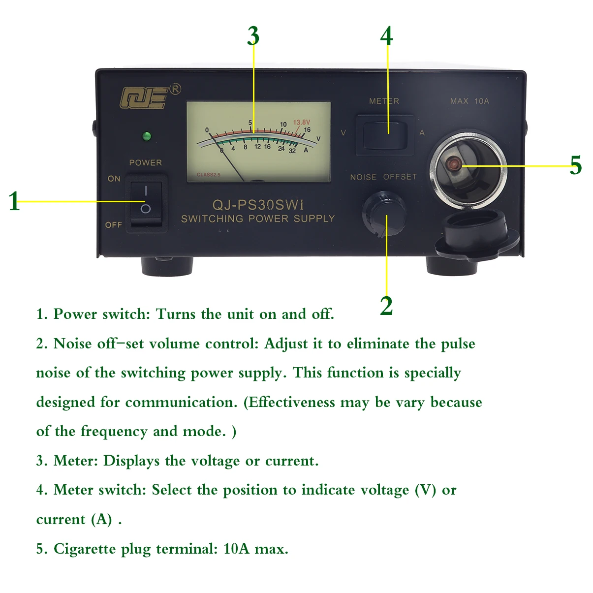 QJE PS30SWI DC Регулируемый источник питания 13,8 V фиксированный выход предназначен для коммуникационного оборудования 30A