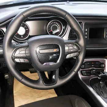 

4*car Steering Wheel ABS Carbon Fiber Cover Trims Kit For Dodge Challenger Charger Car Styling Interior Accessories