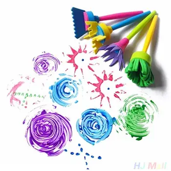 

4PCs Drawing Painting Pen Drawing Toy Stamp Flower Brush Kids Educational Children