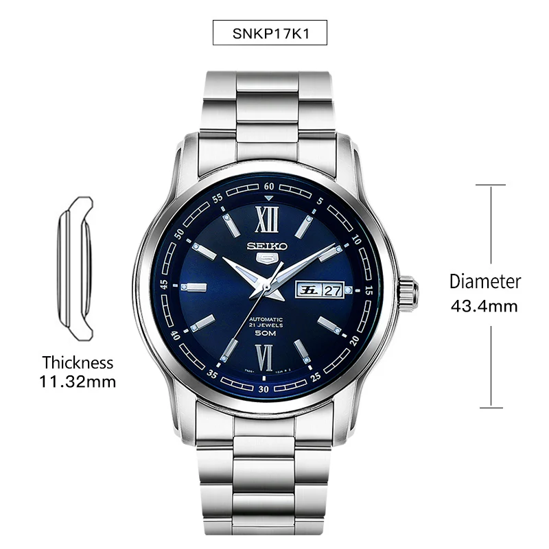 Оригинальные мужские часы SEIKO 5 с автоматическим перемещением, механические наручные часы 5 бар, водонепроницаемые светящиеся, глобальная гарантия SNKM87J1 - Цвет: SNKP17K1