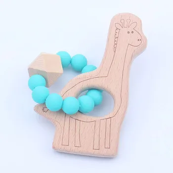 

Wooden Baby Teether Crochet Chew Beads Teething Toy High Quality Teether Bracelets Baby Care Training Teethers