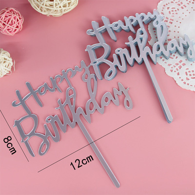 Cake Decorations Topper Acrylic Happy Birthday Cake Topper Sign Boy&Girls Birthday Cakes Dessert Decor Cakes Decor Supplie
