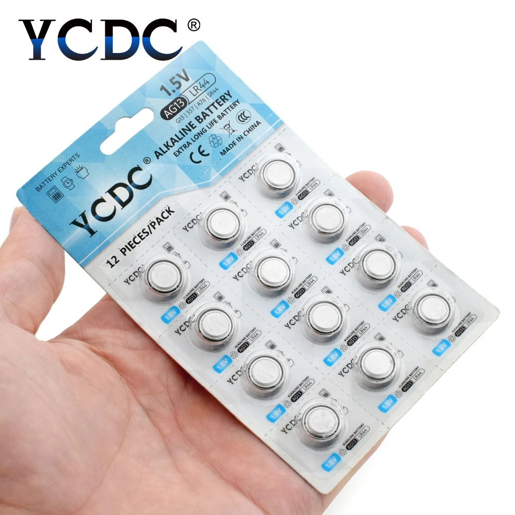 YCDC,, AG13, батарейка для монет LR44 357, 357A, S76E, G13, щелочные батарейки, AG 13, 1,5 в, для часов, электронный пульт дистанционного управления