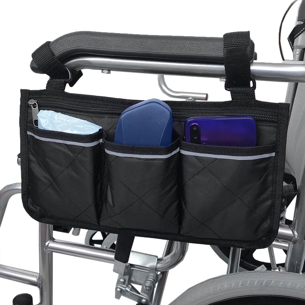 Rollator Walker сумки Электрический скутер инвалидная коляска Боковая Сумка для хранения-кресло подлокотник карман Органайзер держатель