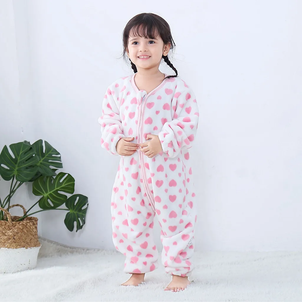 Winter Newborn Rompers Sleeping Bag Print Thick Warm Cotton Children's Flannel Baby Girls Jumpsuits Boy Sleeping Clothes#sw1