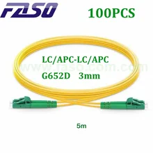 

100Pcs 5m LC/APC-LC/APC Dx Core 3.0mm Fiber Optic Patch Cord Single Mode G652D Yellow LSZH Jacket Optical Fiber Jumper