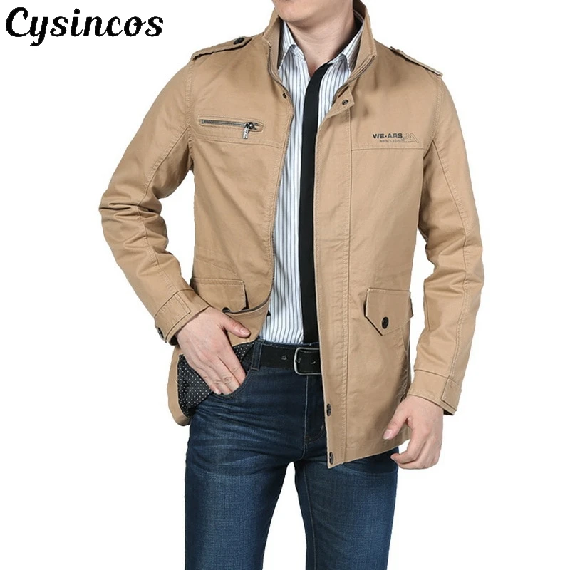 CYSINCOS мужская куртка в стиле милитари, повседневная армейская куртка, мужские пальто, зимняя мужская верхняя одежда, осеннее пальто цвета хаки