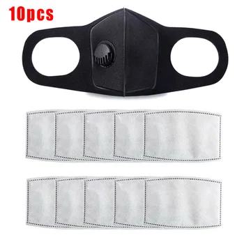 

10Pcs/Lot PM2.5 Filter Papers Anti Haze Mouth Mask Washable Reusable Air Purifying Face Cover W/ Breathing Valve Dust-proof HOT