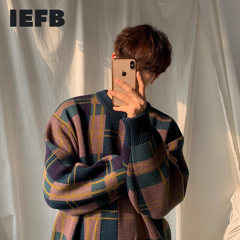 Sweater Korean-Fashion Kintted Loose IEFB Veintage Thickened Male Winter Mens Autumn