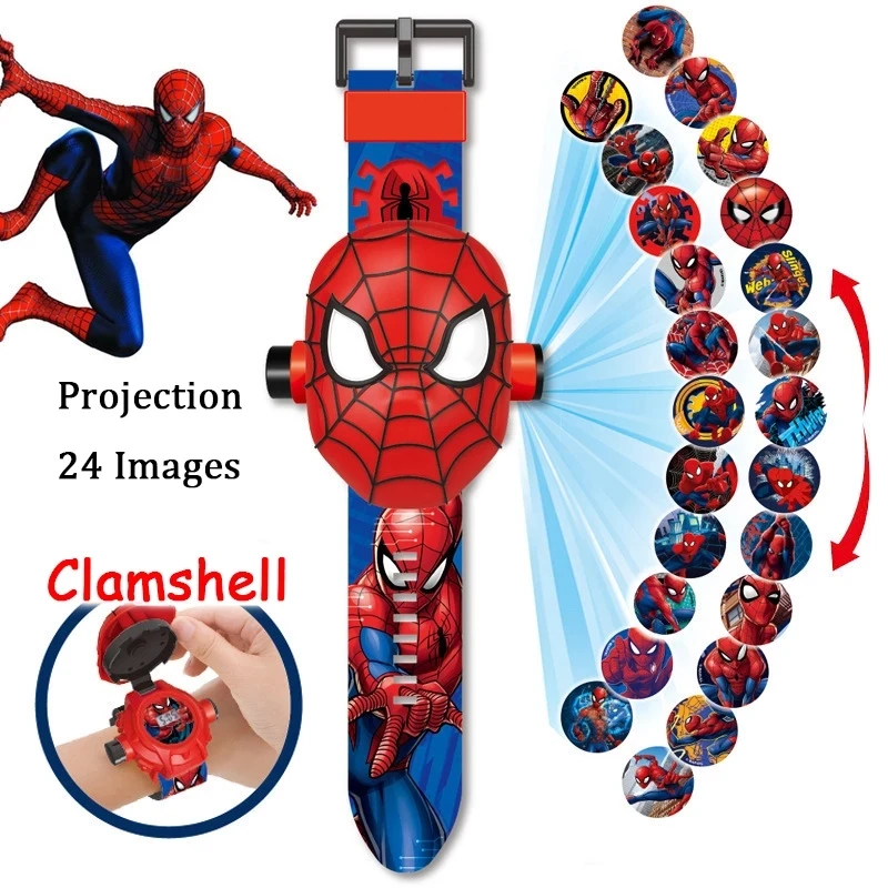 17 Style Disney Cartoon Children Watch 3D Projection Superheroes Spider-man Iron Man Digital Watches Toy |