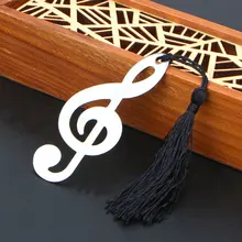 Nouveaux signets de Notes de musique creuses en métal avec Mini cartes de voeux glands pendentif cadeaux faveurs de mariage avec boîte de vente au détail