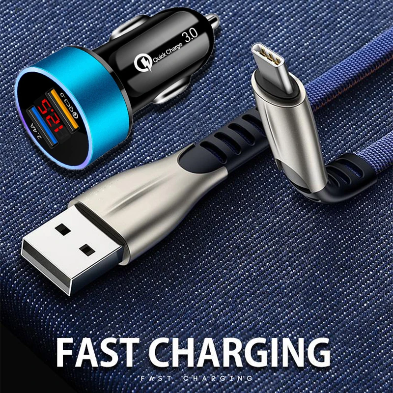 65 w charger For Samsung Galaxy S21 S20 FE Note 20 Ultra S10 S9 S8 Plus Fast Car Charger Dual USB Quick Charge 3.0 Type-c USB Charging Cable charger 65w