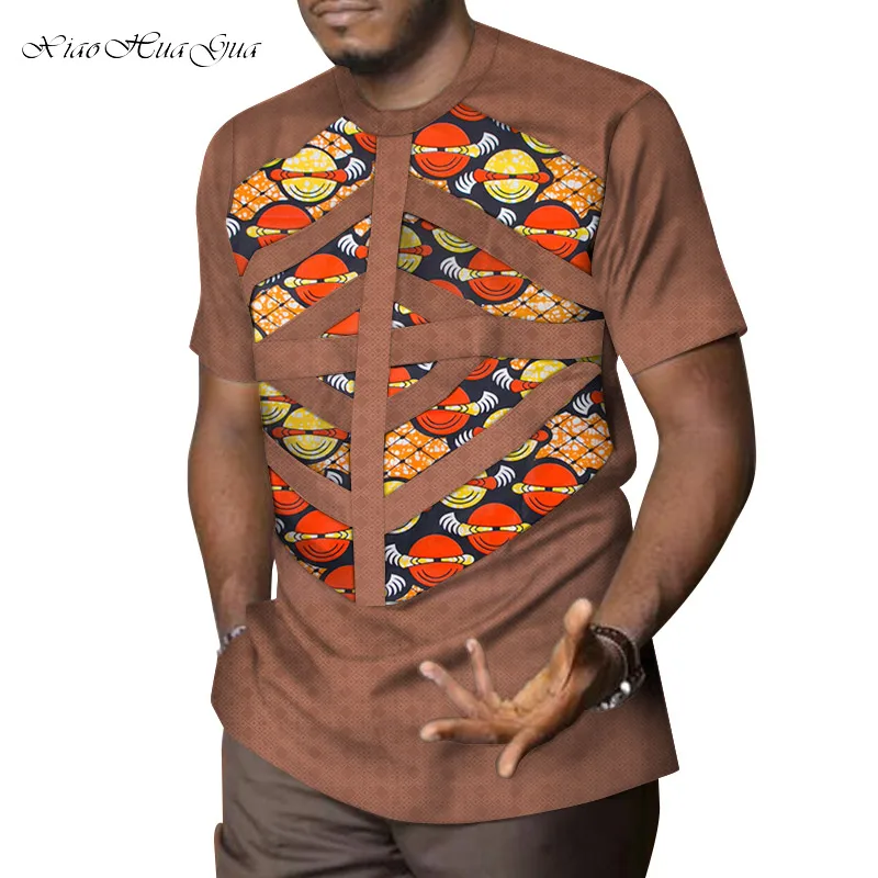 1 Mens African Clothing Dashiki Patchwork Print Shirt Tops Bazin Riche Casual Cotton Traditional African Clothing WYN958 - Цвет: 1