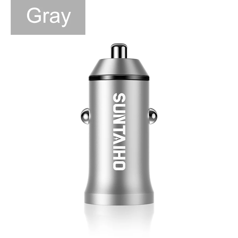 Gray Suntaiho Mini 12-24 в двойной usb порт автомобильное зарядное устройство Быстрая зарядка мобильного телефона автомобильное зарядное устройство для Iphone 7 7 plus SE для samsung S6 S5 - Тип штекера: Gray