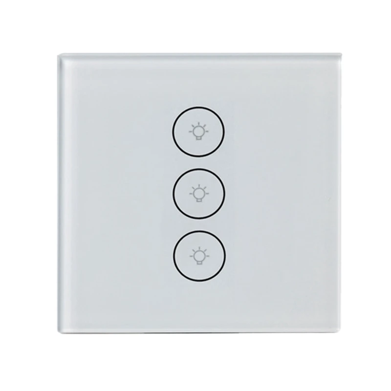 

BESTEU Smart Light Switch, 3 Gang 1 Way Wifi APP Remote Control Wall Press Switch, Tempered Glass Press Screen AC 100-240V