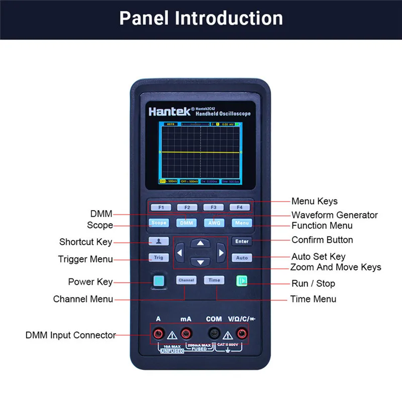 Hantek 3в1 цифровой осциллограф+ генератор сигналов+ мультиметр портативный USB 2 канала 40 МГц 70 МГц 2C42/2D72/2D42/2C72