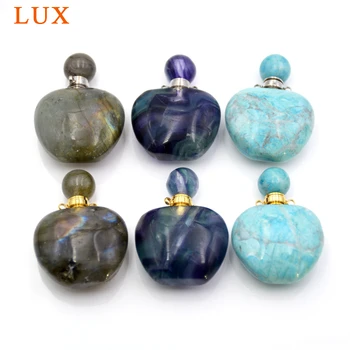 

labradorite Fluorite turquoises Stone Perfume Bottle Pendant Necklace Healing Crystal Quartz Perfume Bottle Jewelry