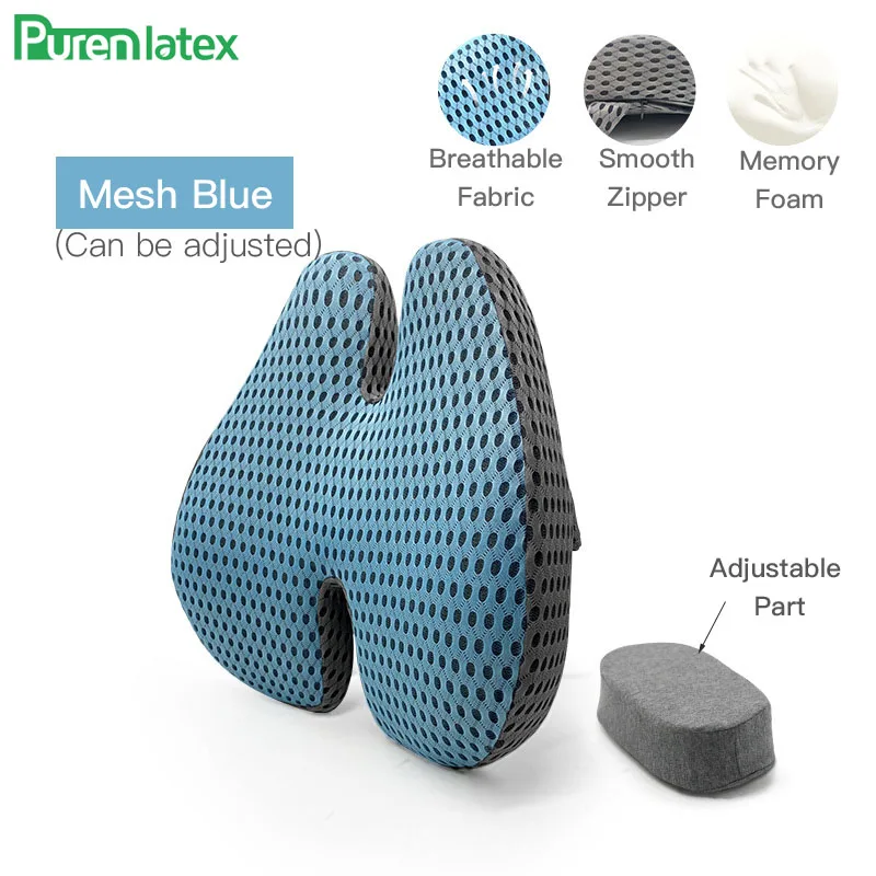 PurenLatex Memory Foam Cushion Seat Orthopedic Seat Chair Cushion Hemorrhoid Treat Cushion Back Cushion Relief Coccyx Pain 