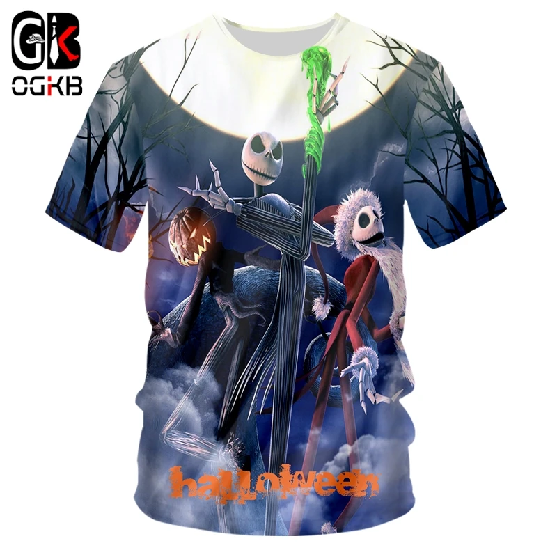 

OGKB Fashion Horror Mask Male O Neck Tshirt 3D Funny T-shirt Streetwear Mens Tee Shirt Halloween Oversized Tracksuit