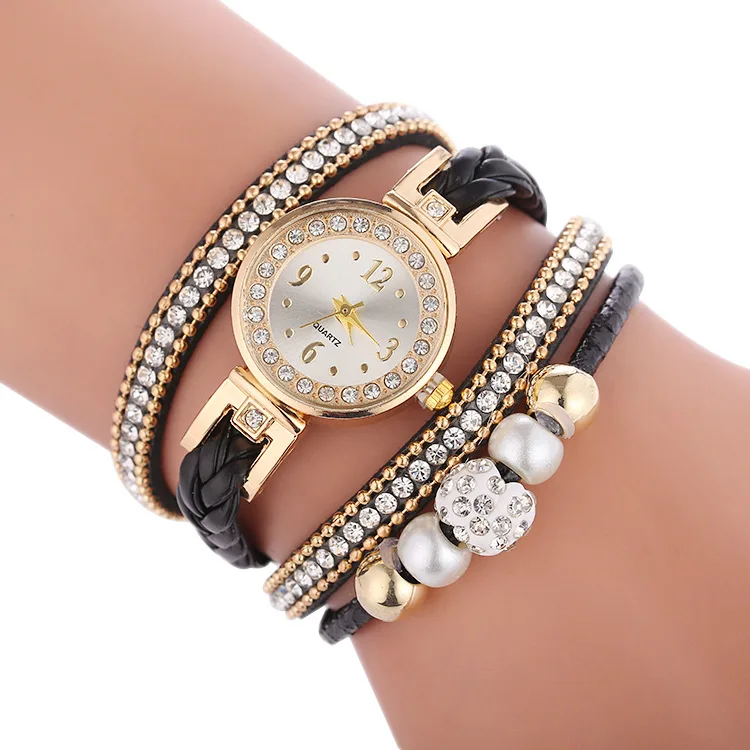 

Hot Selling Hot Sales Coiling Bracelet Watch Diamond Set Women's Alloy Watch with Numbers Surface Women's Favorite Quartz Watch