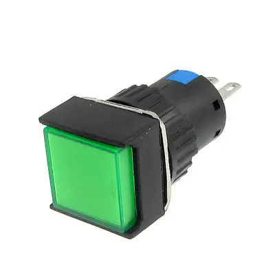 

AC 220V 3A Momentary NO NC Square Green Push Button Switch