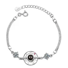 100 языков проекции циркона круглые браслеты и браслеты для женщин тренд креативные 925 пробы Серебряные вечерние подарки Ювелирные изделия SAB66