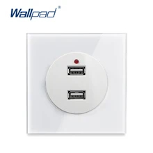 Wallpad L6 двойная 2 usb зарядка электрическая розетка 2.4A порты белая стеклянная панель