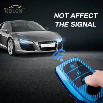 Carbon Fiber TPU Car Smart Key Case Cover For Toyota Corolla Rav4 Auris CHR Camry Crown Land Cruiser 200 Prado Aygo Holder Shell - Carbon Fiber TPU Car Smart Key Case Cover For Toyota Corolla Rav4 Auris CHR Camry