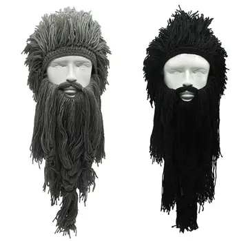 

Winter Funny Knitted Wig Long Beard Hat Cap Beanie Cosplay Costume Party Decor