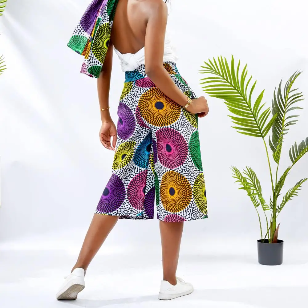 African wide-leg pant 2020 News Ladies pant Dashiki Print Trousers Wide Legs Bazin Female High Waist Pants Ankara print pants