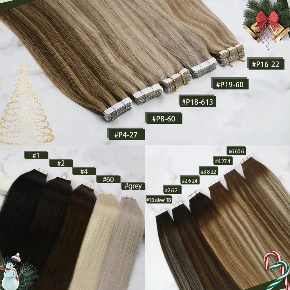 VeSunny Adhesive Tape in Hair Extensions Human Hair 50g/pack 20pcs Seamless Skin Weft Remy Straight Tape in Extensions